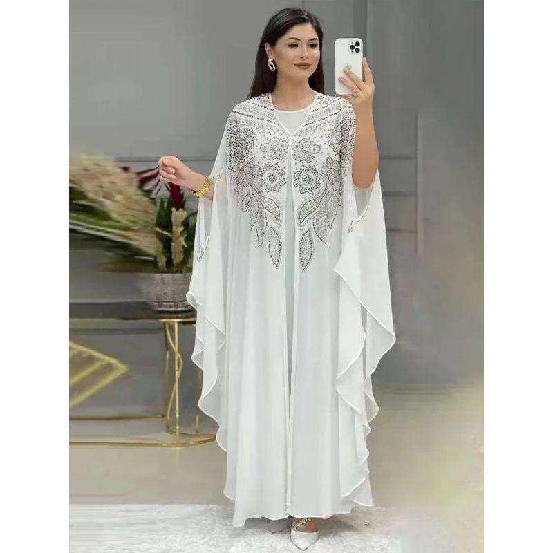 Women Dubai Chiffon Boubou Muslim Fashion Dress Caftan Marocain Wedding Party Occasions Djellaba
