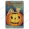 Halloween Night Party Poster Vintage Metal Signs Pumpkin Trick or Treat Metal Tin Plate Wall Art Decor For Bar Pub Club Home