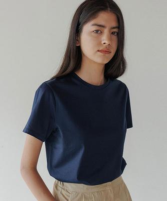 Lingseoul Supima Silket Cotton Top-Navy