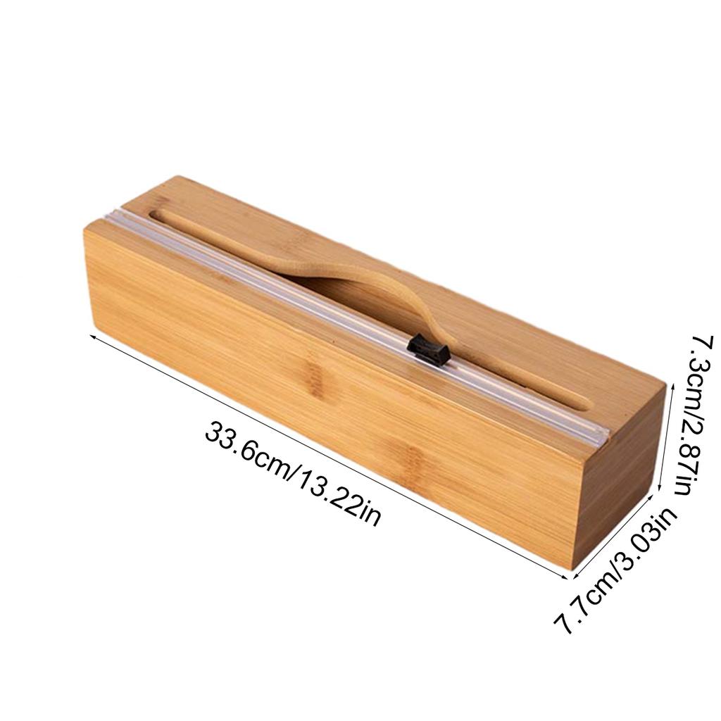 1Pc Kitchen Wrap Dispenser With Foil And Cling Film Cutter Box Bamboo Fresh Bag Cutting Holder Trash Bag And Plastic Bag Wooden St