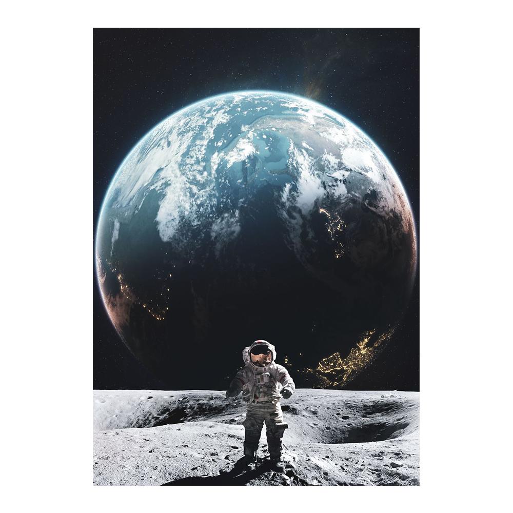 Astronaut Drinks Beer on The Moon While Watching The Earth Being Destroyed Canvas Painting Posters Prints Living Room Wall Art Pictures
