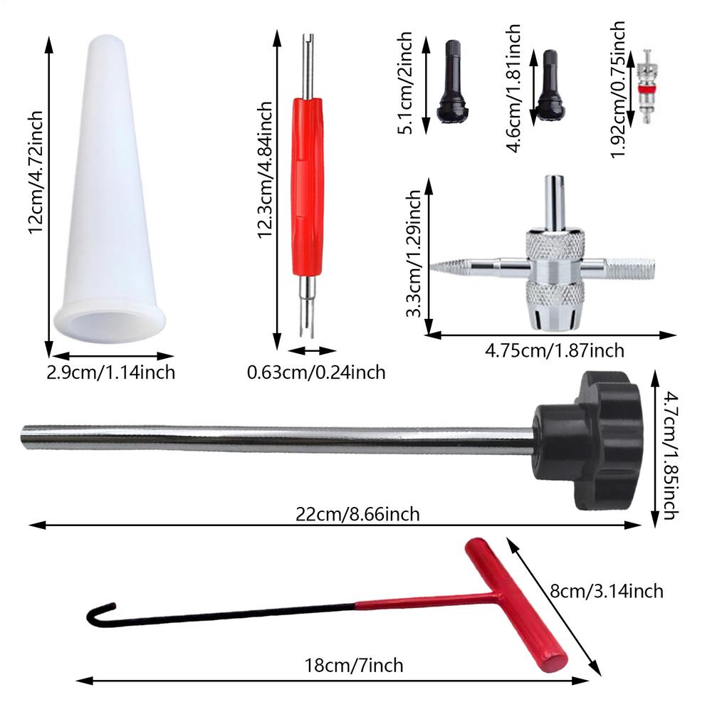 

23/13PCS Valve Stem Tool Kit Metal Tire Installer Tool Car Puller Wheel Tire Remover T-Hook Replacement Motorcycle Accessories