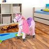 Rocking Horse for Children 2+ Years with 4 Wheels, Realistic Sounds and Footrest, 65x28x75 Cm, Pink
