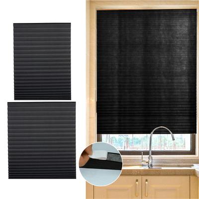 2Pcs Shade Light Pleated Blinds Blackout Blind Cordless Curtain Window Curtain Self Adhesive