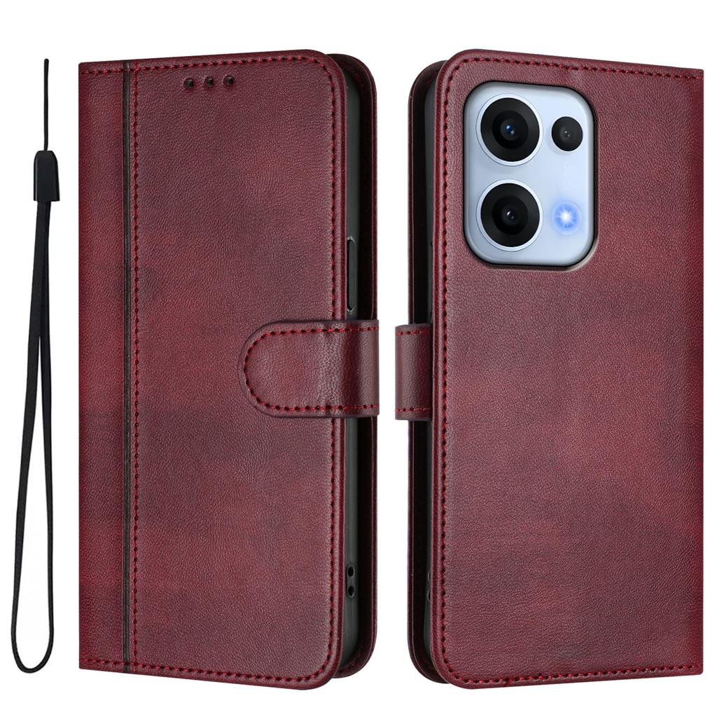 For Oppo Reno13 5G (Global) Cases Wallet Stand Retro Texture Leather Phone Cover with Lanyard