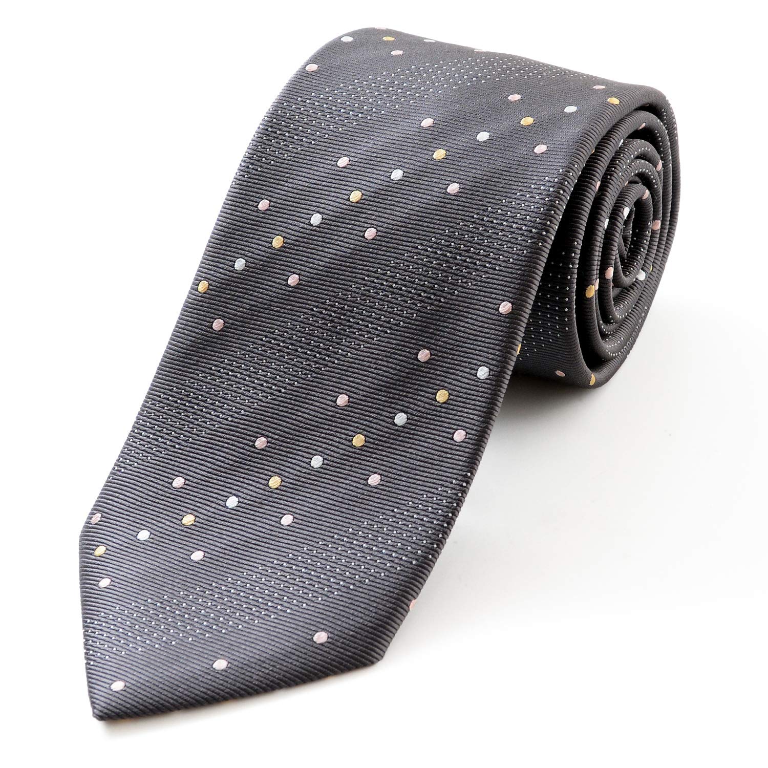 

[Michiko London] Brand Necktie, Made in Japan, 100% Silk, Jacquard Weave, Dot Pattern (B: Gray)
