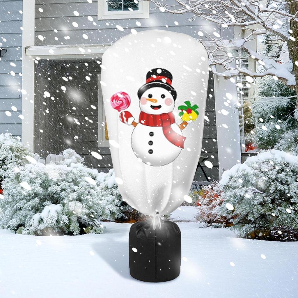 Växtfrostskyddskåpor Julmotiv Frostdukar Utomhusväxter Andningsbart Skydd av Non-woven Tyg Med Dragsko