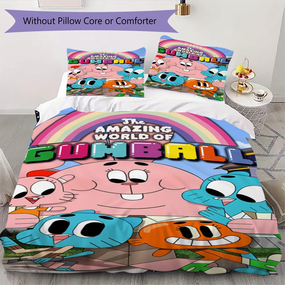 

Amazing World Gumball Pattern Bedding uilt Set uilt Cover Pillowcase Home Decoration Birthday Gift (1 * duvet cover + 2 * pillowcase without core)195 135x200cm