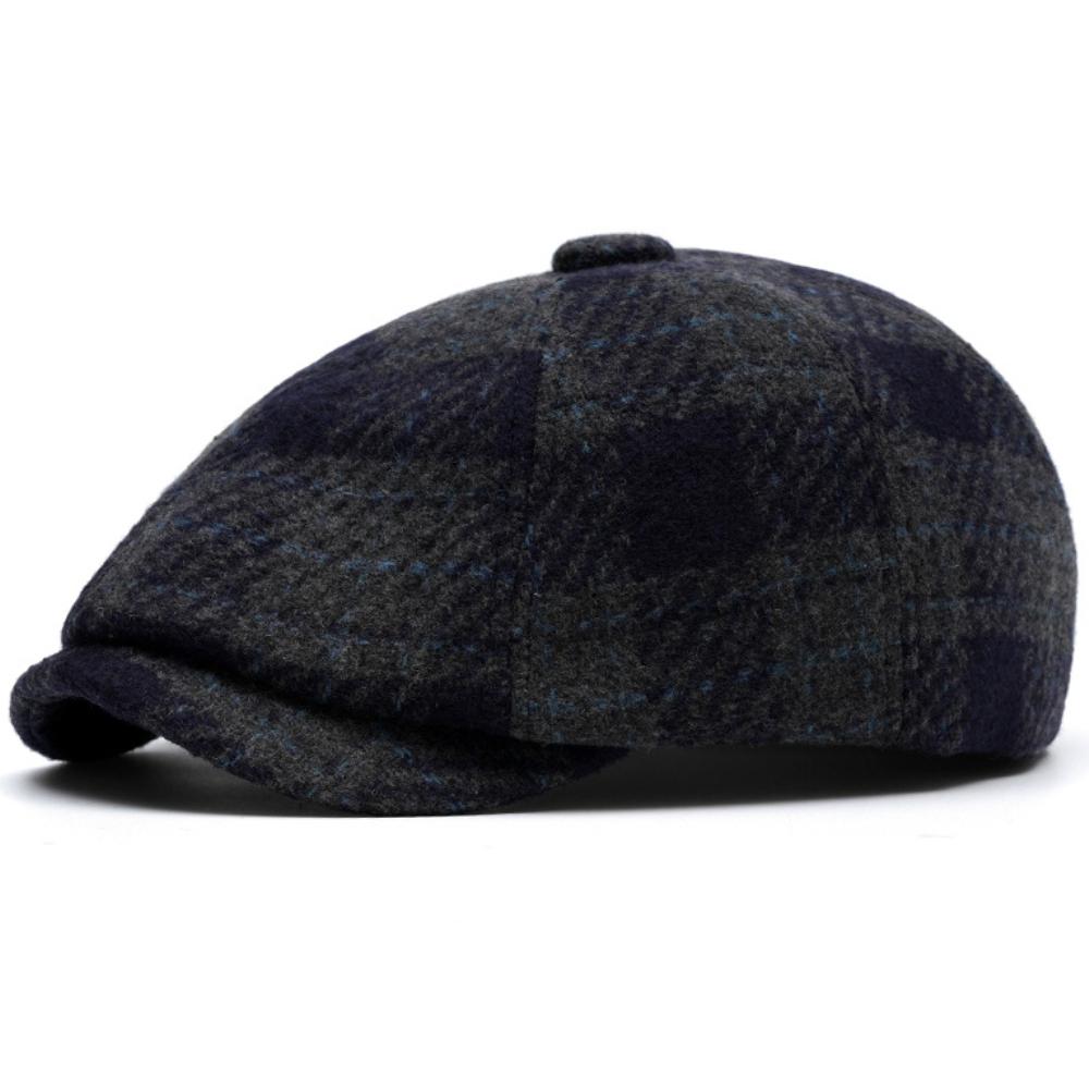 HT4488 Autumn Winter Plaid Beret Cap Vintage Artist Painter Beret Hat Adjustable Ivy Flat Cap Octagonal Hat Male Female Berets
