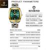 BINBOND Tonneau Dial Quartz Watches For Men Luxury Diamond Elegant Stainless Steel Waterproof Luminous TOP Brand Men Wristwatch