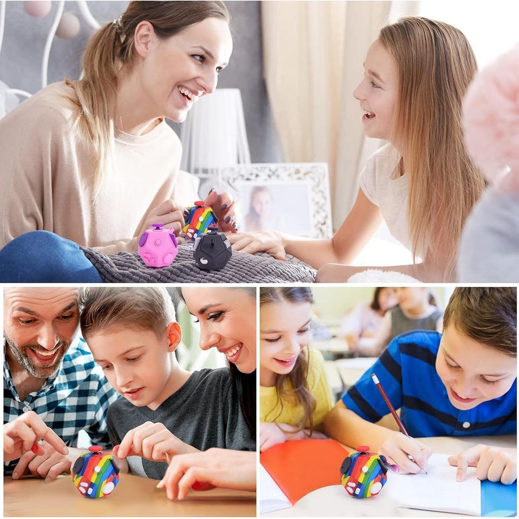 Small Fidget Toys,12 Sided Cube Toys for Kids Adults with Anxiety ADHD Autism and Relief Stress