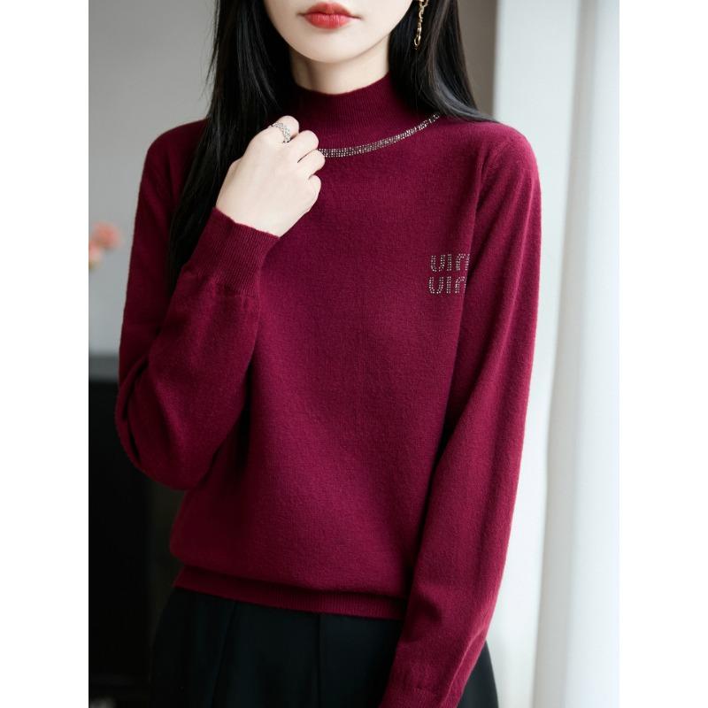 DAFIFY Damenmode, lässig, Herbst/Winter, einfarbig, mit langem Ärmel, halber Rollkragenpullover