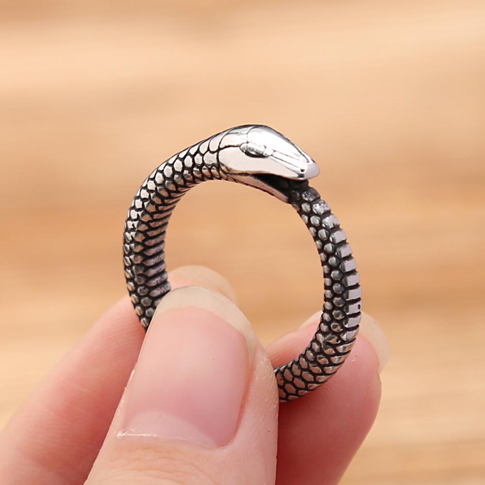 Vintage Simple Norse Ouroboros Rings For Men Women Stainless Steel Punk Biker Animal Snake Ring Fashion Jewelry Gifts