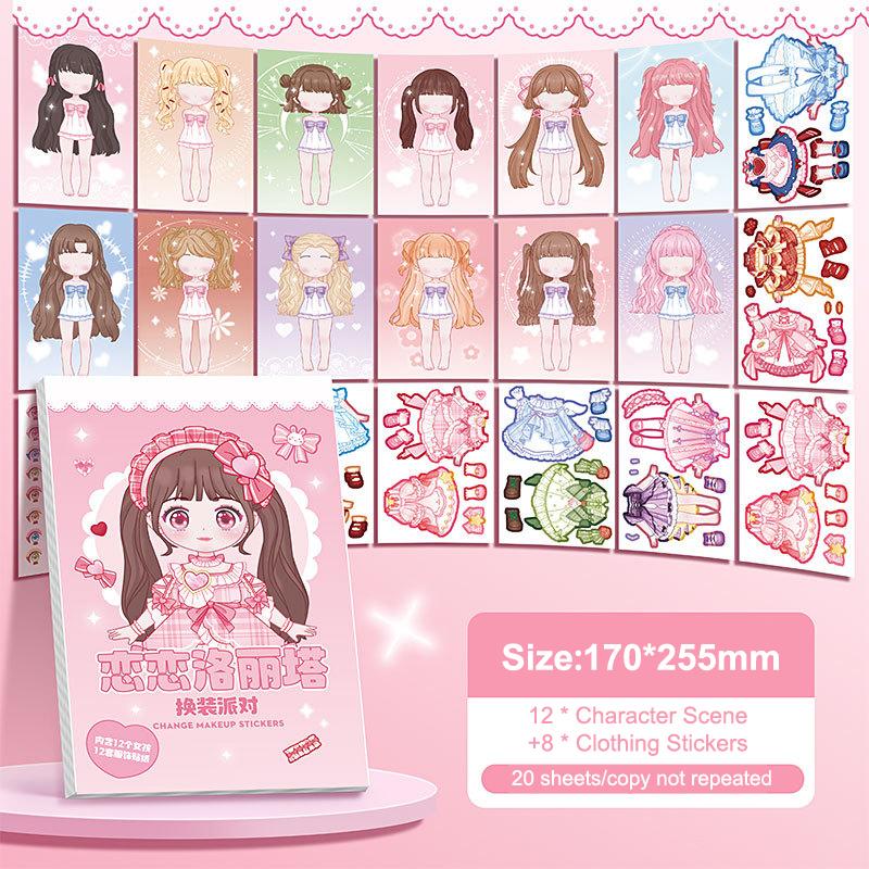 Diy Book Dress Up Sticker Book Cartoon Girl Makeup Show Sticker Book Princess Puzzle Toys Handmade Diy Sticker Toy Kids Gift