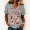 Women's Casual Letter Print V-Neck Short Sleeve Pullover Top