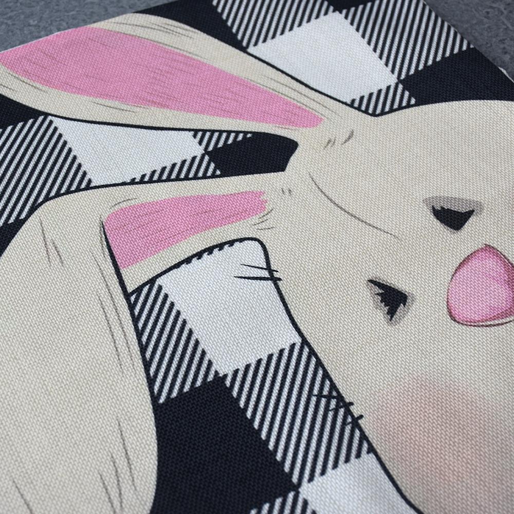 Easter Decorative Pillowcase With A Checked Bunny