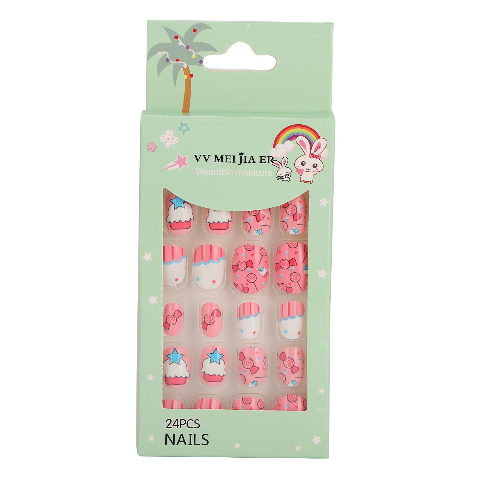 

24pcs Removable Kids False Nails Cartoon Pattern Full Cover Artificial False Nails#02