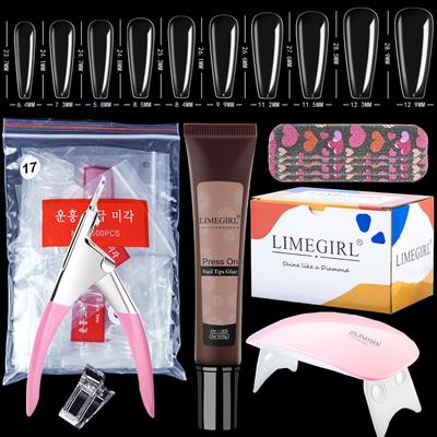 Extensión acrílica, puntas de uñas postizas esculpidas, cobertura completa, puntas de uñas postizas, esmalte de Gel UV, molde de construcción rápida, juego de herramientas de manicura
