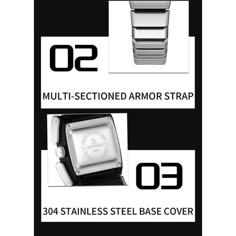 SANDA Cool Watch For Men Creative Style Alien Design Waterproof Luminous Quartz Watches Male Sports Wristwatch