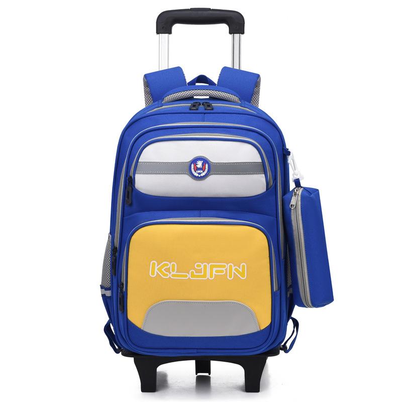 Children's Cartoon Schoolbag Primary School Students Climbing Stairs Large Capacity Dual-purpose Silent Detachable Pull Rod Bag