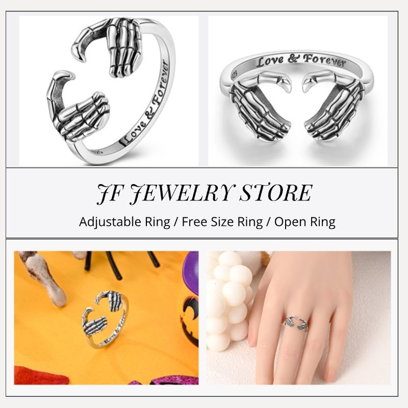 Free Size Ring For Women S925 Silver Original Blue Eyes Dragon Bee Shell Cherry Adjustable Rings Clover Chain Open Ring Jewelry