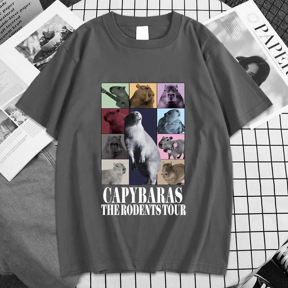 Funny Capybara The Rodents Eras Tour Meme Graphic T Shirt Summer Unisexs Womens Vintage Fashion Tshirt Casual Oversized T Shirts