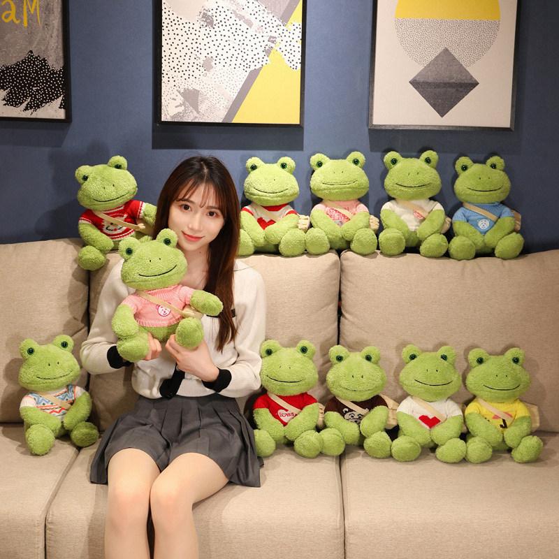 Niedliche niedliche kleine Froschpuppe Plüschtier Anziehfroschpuppe Kinder Schlafen Beruhigendes Kissen Stoffpuppe