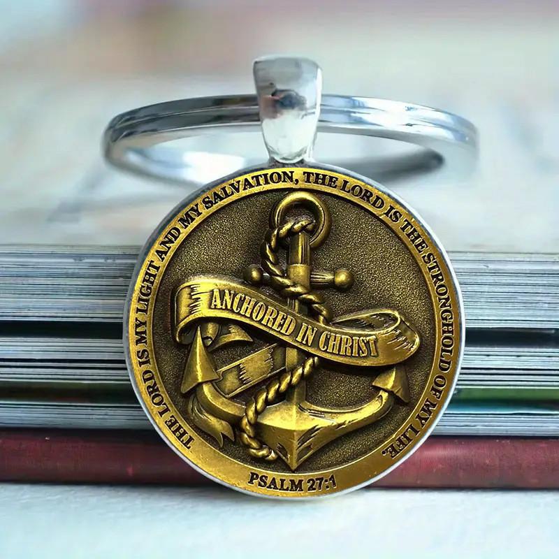 

Copper Anchor Keyring With Glass Pendant For Party And Graduation Gifts