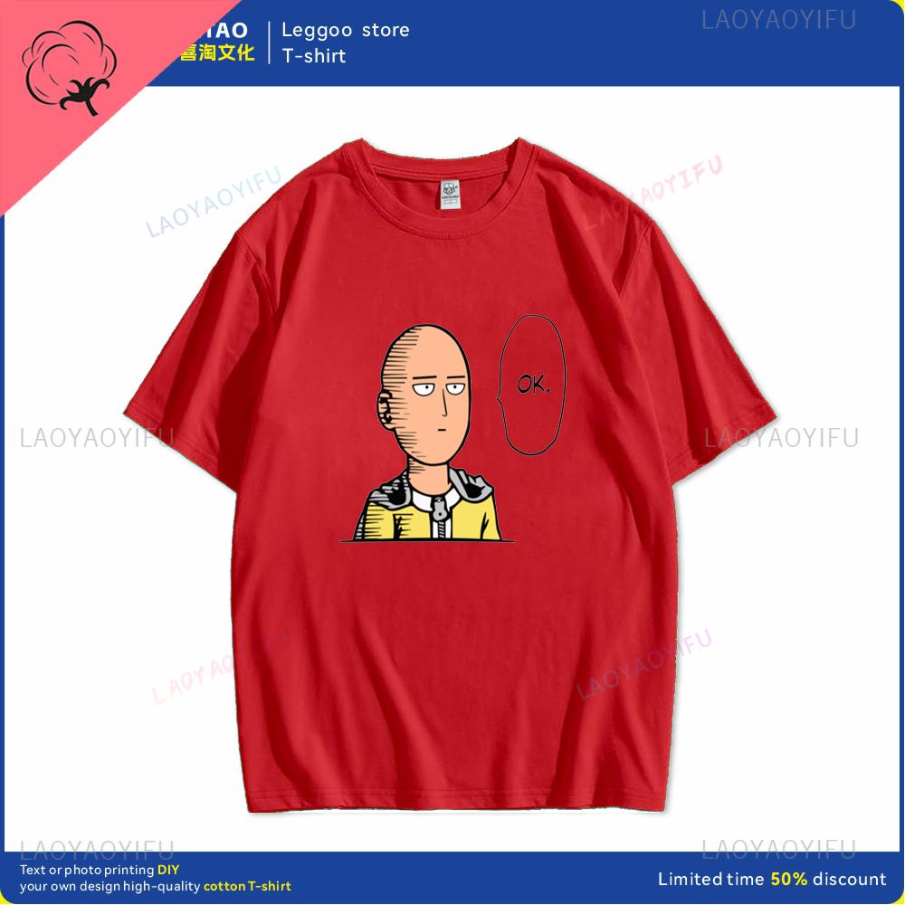 One Punch Man Says Ok Cartoon Hip Hop Crew Neck Casual Fashion Street Wear Trend Summer Comfortable Men Women Universal Tshirt