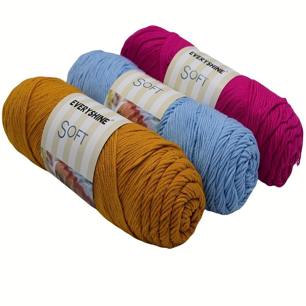 Balení 2 přadení akrylové příze (190g/6.7oz, 380m/416yd) – Vícebarevná příze střední tloušťky pro pletení a háčkování – Měkké mléčné vlákno pro amigurumi,