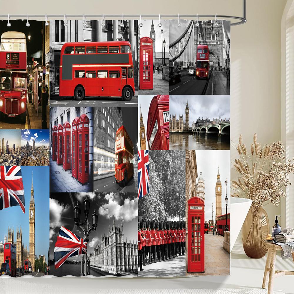 1 pack European street scenery pattern polyester material shower curtain bathroom partition curtain home decorative curtain