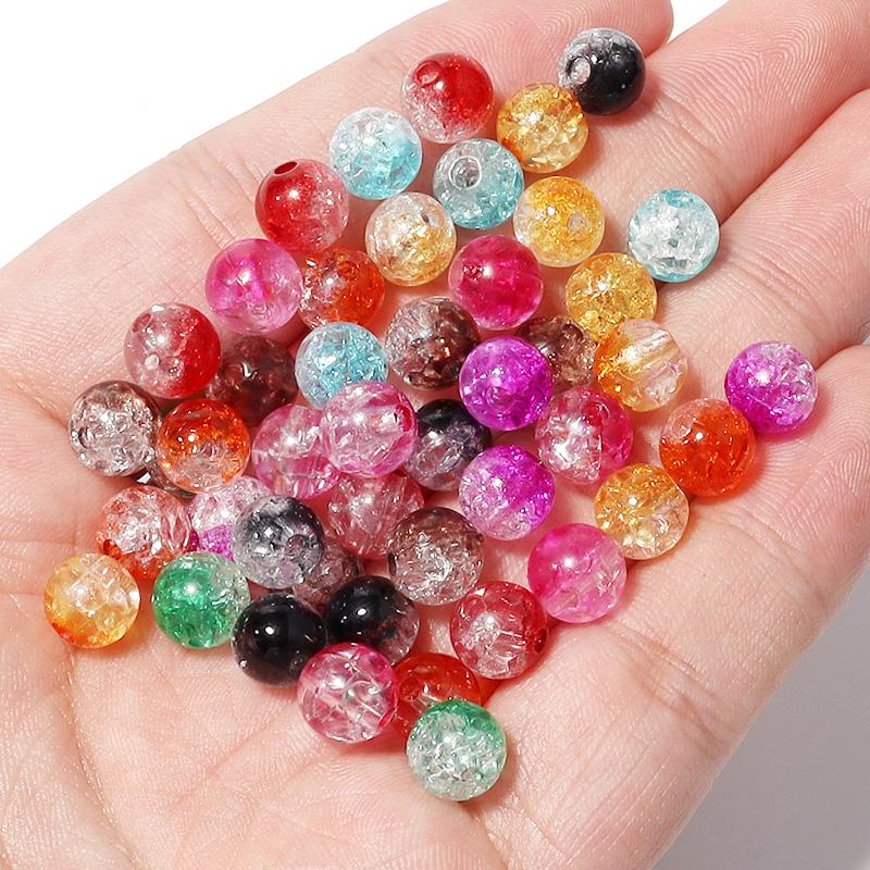 200Pcs/Box Glass Beads Bracelet Making Kits 8mm Acrylic Crackle Crystal Beads For DIY Jewelry Making Bracelets Necklace Supplies