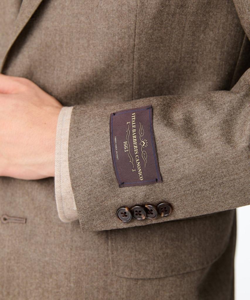 Man On The Boon Notched Lapel Flannel Suit Jacket_Dark Beige 4714351005