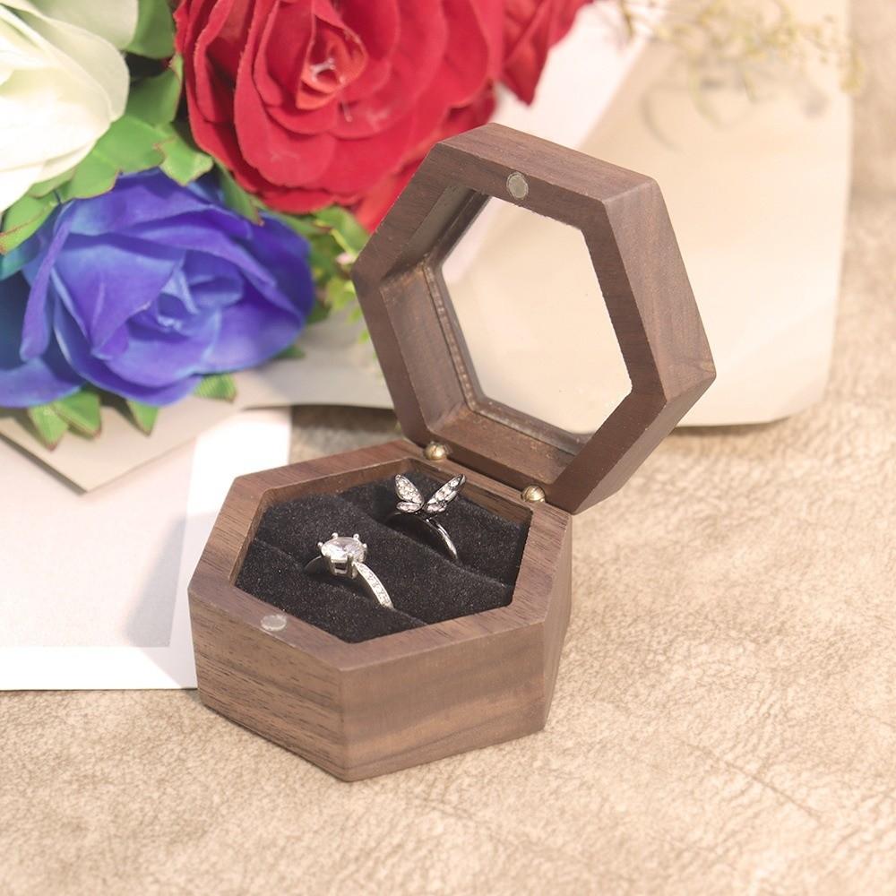 

Wooden Jewelry Box Retro Lover Ring Display Box High-quality Ring Storage Box Engagement чёрный