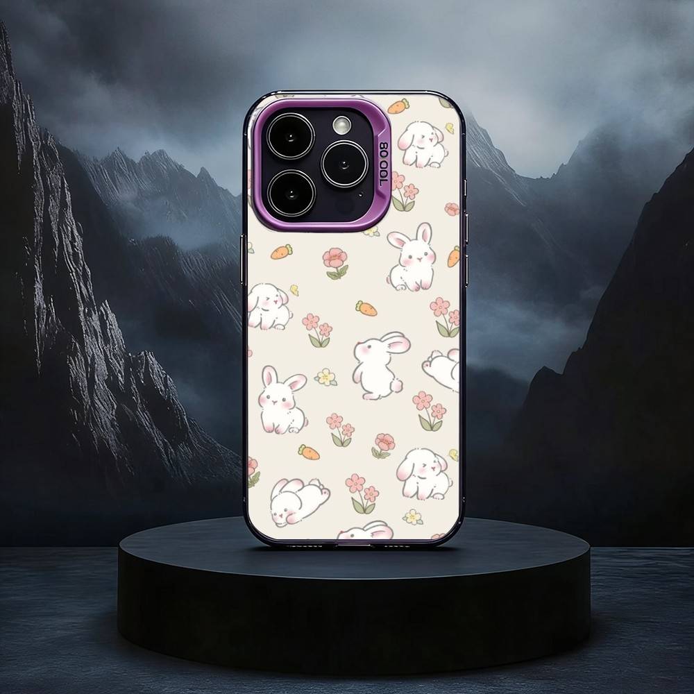 C-Cute R-Rabbit Phone Case For iPhone17,16,15,14,13,12,11 Plus,Pro Max Black Candy silver phone case