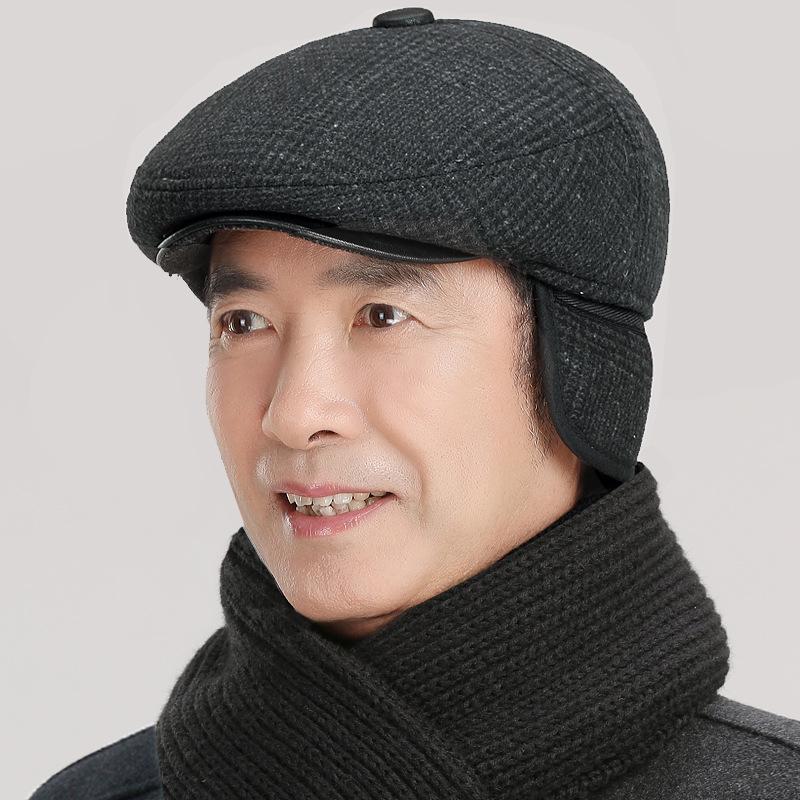Hat Men's Winter Man Warm Ear Protector Thickened Forward Hat Grandpa Windproof Cap