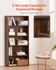 5 Tiers Narrow Bookshelf 53" Wooden Open Bookcase Adjustable Shelf Brown