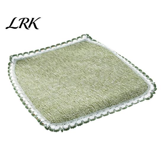 Cotton Linen Pads for Hard Chairs Chair Pad with Ties, Striped Plaid Mat Lightweight Seat Mats Lace Trim, Breathable Dining Office