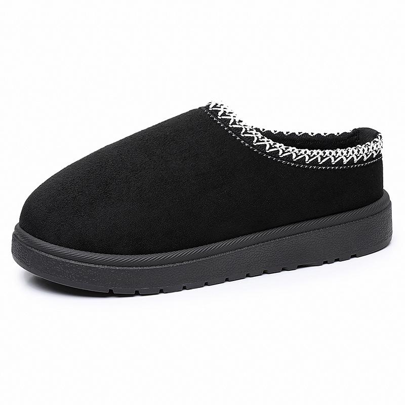 Ethnic Style Lace Shallow Mouth Plus Velvet Thickened Cotton Slippers