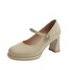 Commuter Mary Jane single shoes high heels women's new one-word thick heel women's shoes temperament shallow mouth wholesale