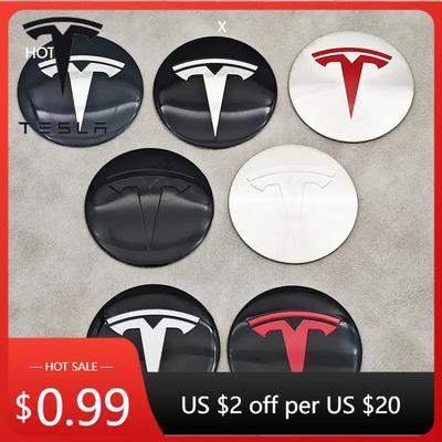 Autoaufkleber 4 Stück 56mm Tesla Kappe Radnabendeckel Logo Hochwertiger Aufkleber für Tesla Model 3 Y S X Personalisierte Autoaufkleber C