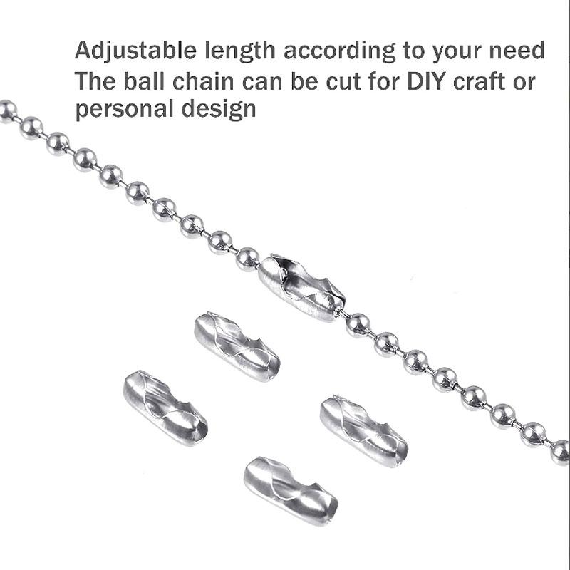5m1.2-4mm Steel Ball Chain Bead Necklace for Jewelry Making Bracelets Military Crafts, Silver Metal Zipper Ball Bead Chain Roll