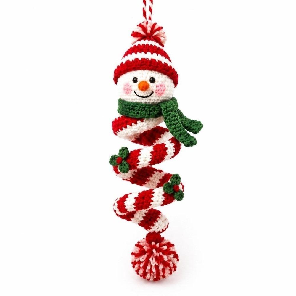 Beginner Friendly Christmas Crochet DIY Kit Hanging Hademade Snowman Spiral Ornament Yarn Project Making Kit