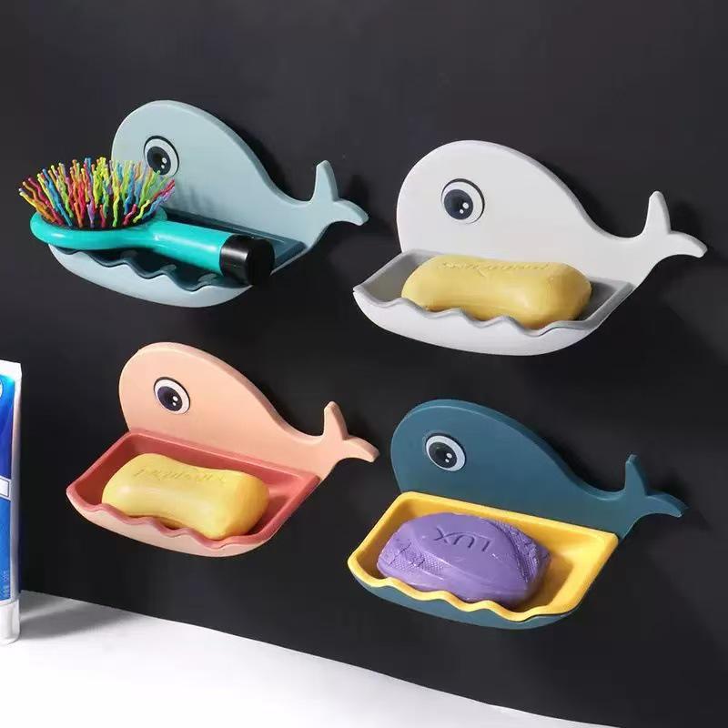 Whale Soap Holder: Wall-Mounted, No-Drill Soap Dish with Drainage