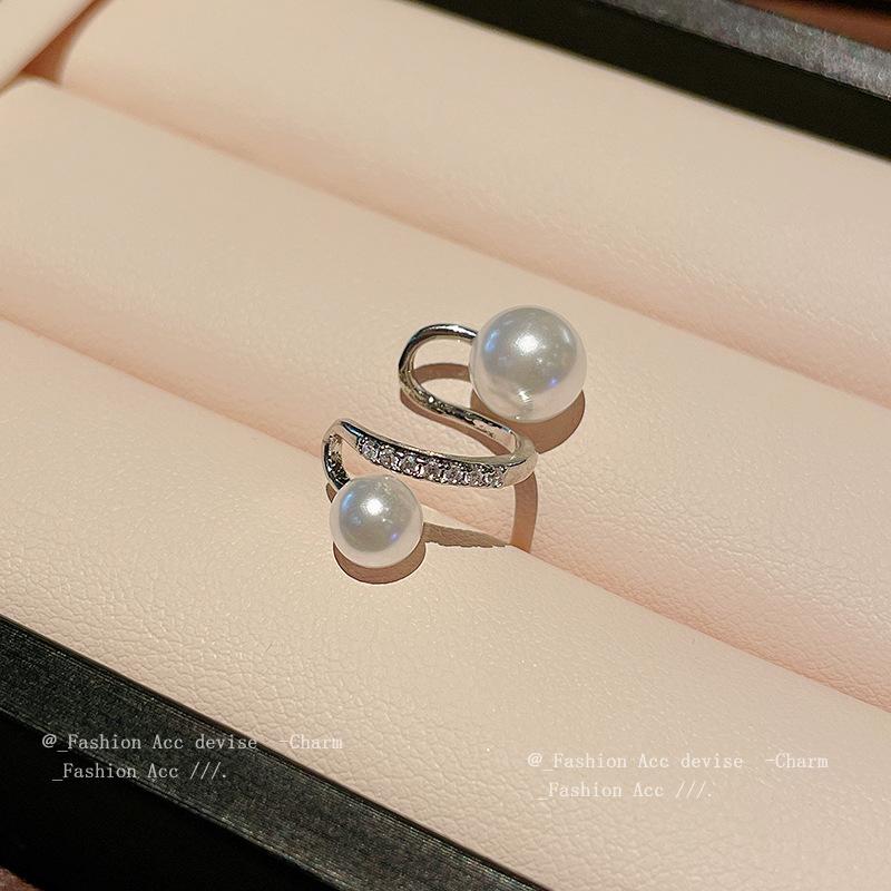 Real Gold Electroplated Zircon Pearl Without Pierced Earrings Ins Retro High-end Earrings Fashionable Versatile Earrings