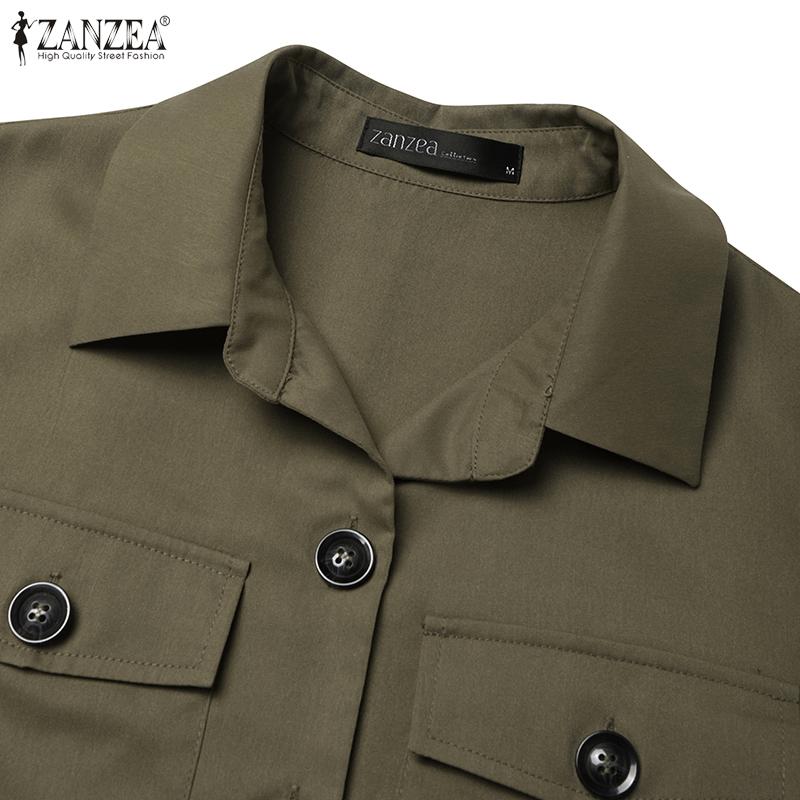 ZANZEA Women Casual Turn Down Collar Long Sleeve Shirt Dress