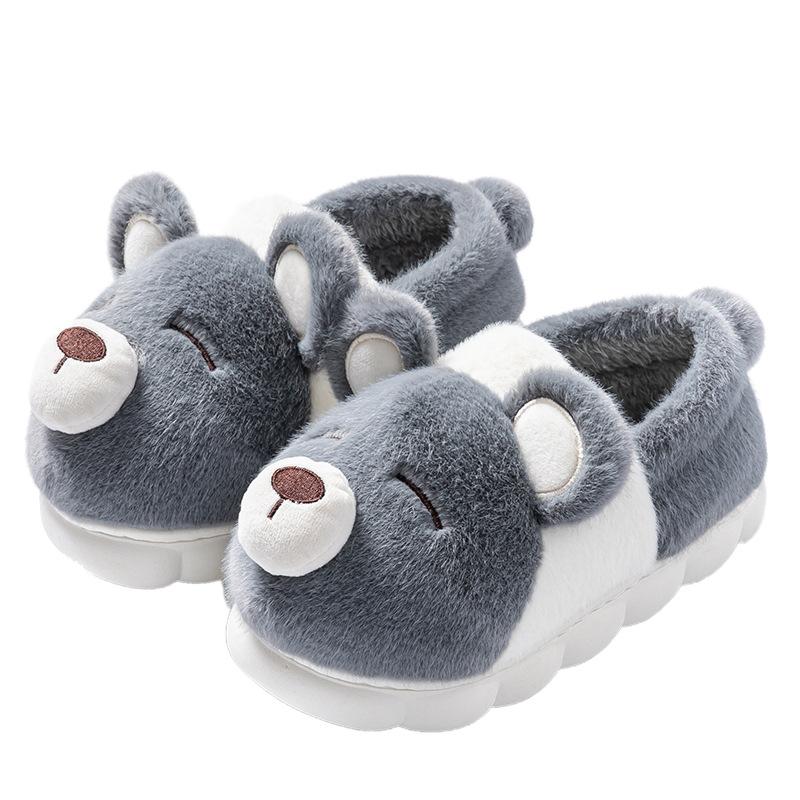 

плюшевые хлопковые тапочки на толстой подошве женские осенне-зимние новые плюшевые тапочки обувь для послеродового периода женская теплая обувь 44-45 [Suitable for 43-44 feet] серый