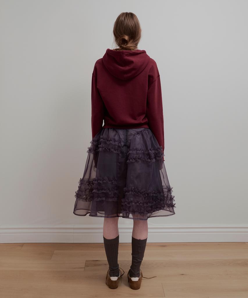Aobteu Organza Frill Layered Skirt - Charcoal