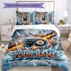City Flames Personalized name text Bedding Set, 1 Duvet Cover & 2 Pillowcases Soft Comfortable Bedroom Home Textile Décor