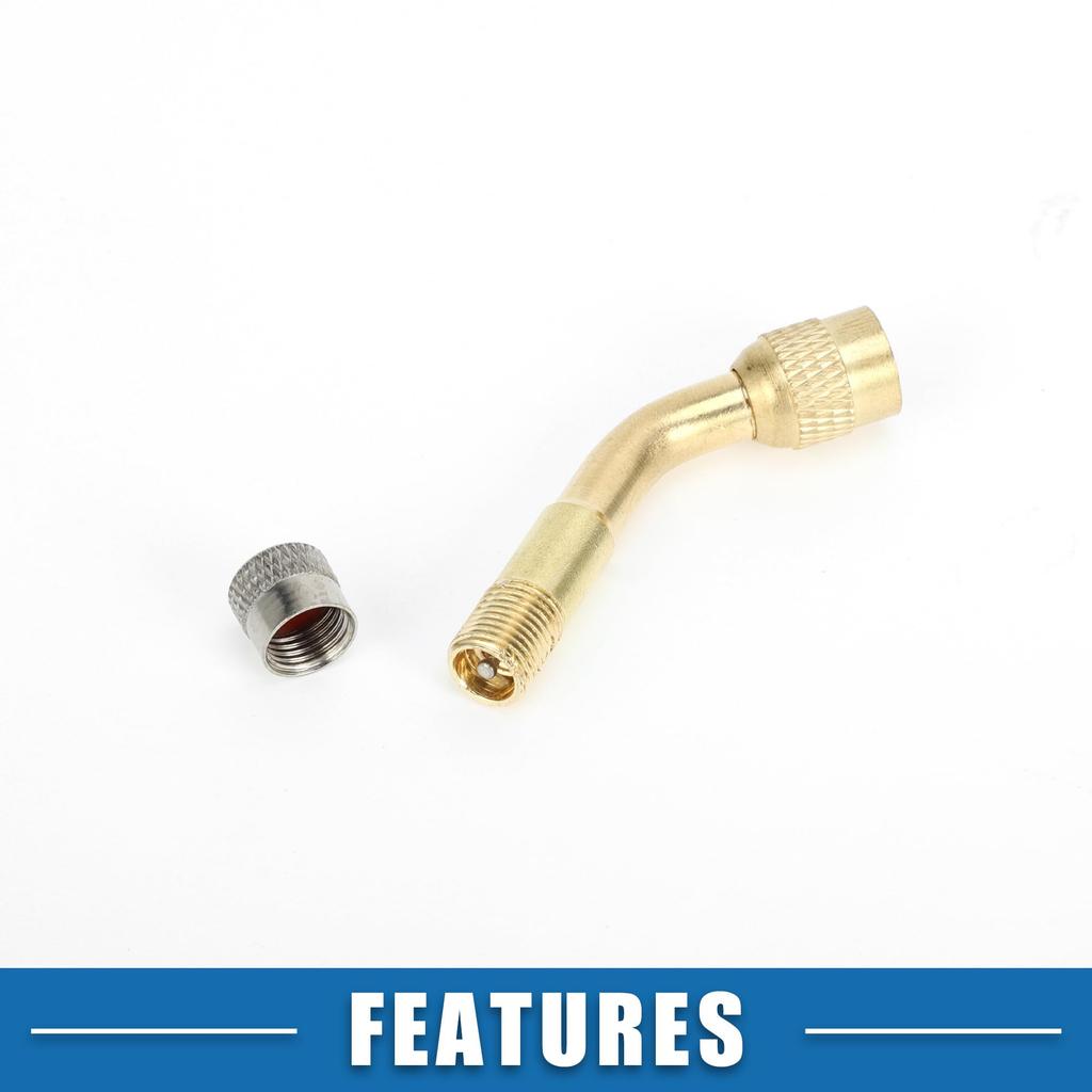 Ein ABSOPRO Reifenventilschaft Luftaufblasadapter Langlebig 135 Grad 50 mm lang Reifenventilverlängerung Reines Kupfer Messington